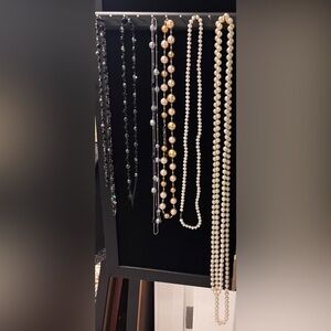 5 Elegant, Long, Various Multi-Color, including 2 Pearl Necklaces Set